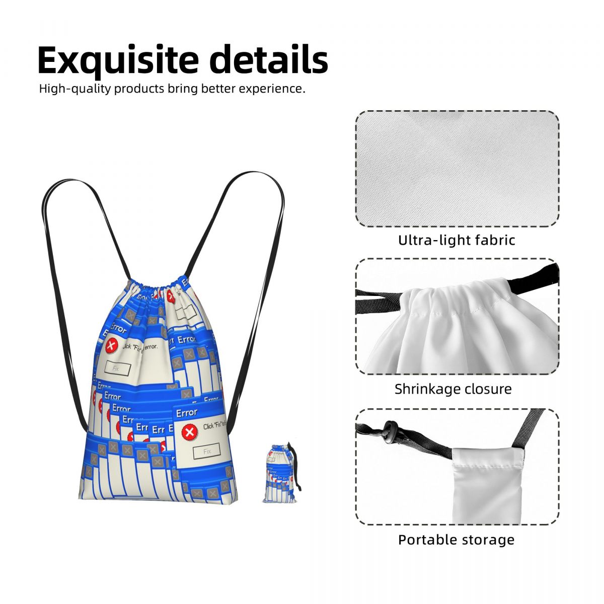 Tile Bag Drawstring - Zaino con Coulisse con Stampa 