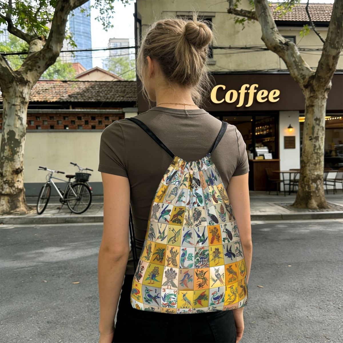 Zaini Mah Jongg Birds con Tess - Tile Bag Drawstring recensione e prezzo