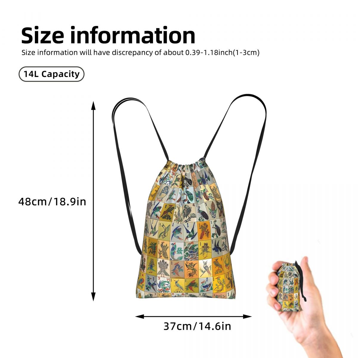 Zaini Mah Jongg Birds con Tess - Tile Bag Drawstring recensione e prezzo