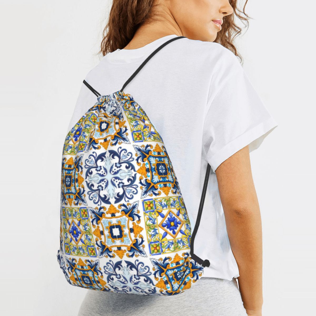 Copia delle tegole siciliane,  - Tile Bag Drawstring recensione e prezzo