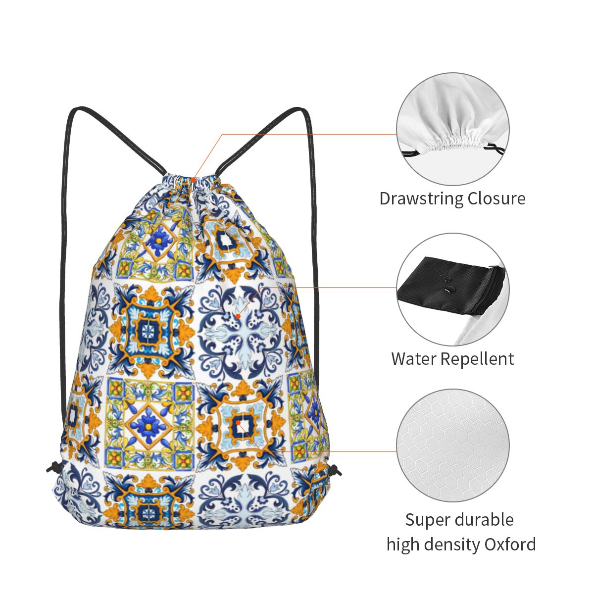 Copia delle tegole siciliane,  - Tile Bag Drawstring recensione e prezzo