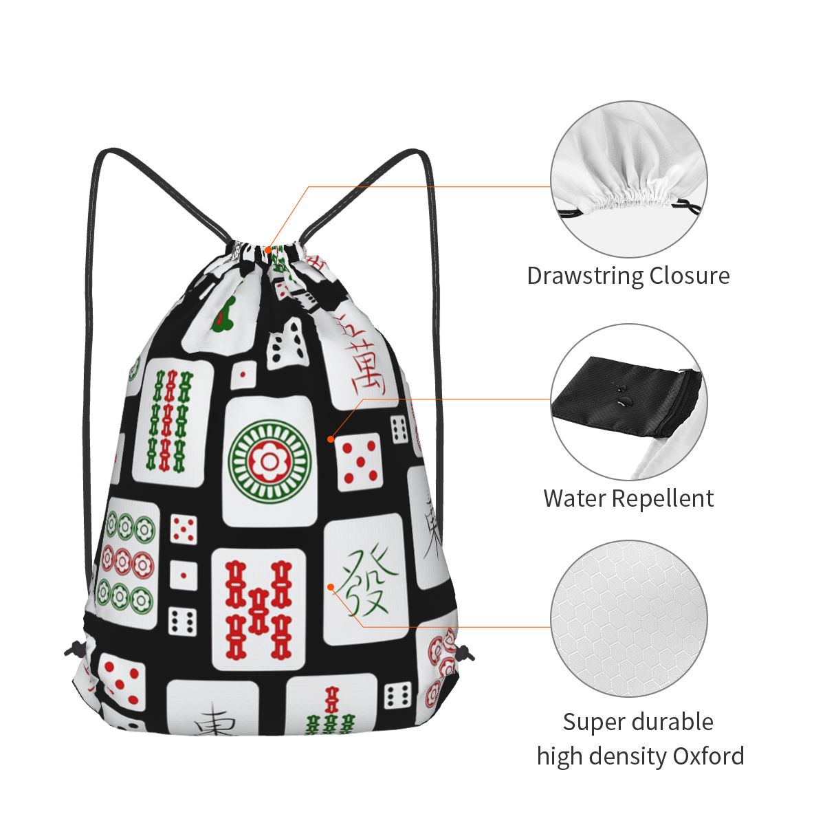 Zaini con motivo Mahjong e Dad - Tile Bag Drawstring recensione e prezzo