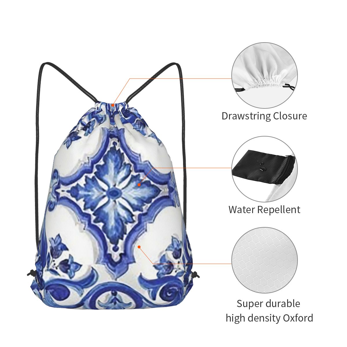 Zaini con Motivo Floreale Orna - Tile Bag Drawstring recensione e prezzo