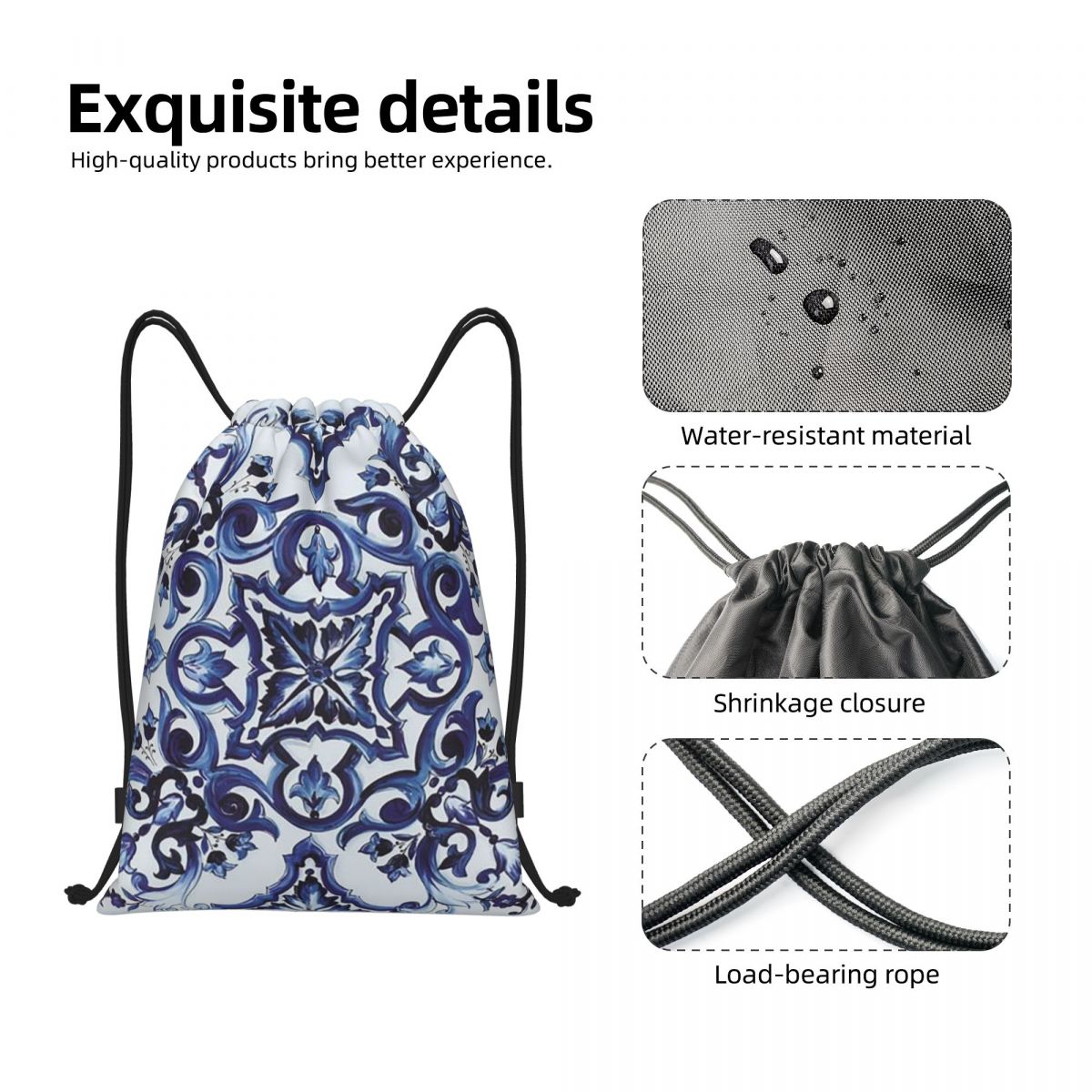 Zaini con motivo floreale orna - Tile Bag Drawstring recensione e prezzo