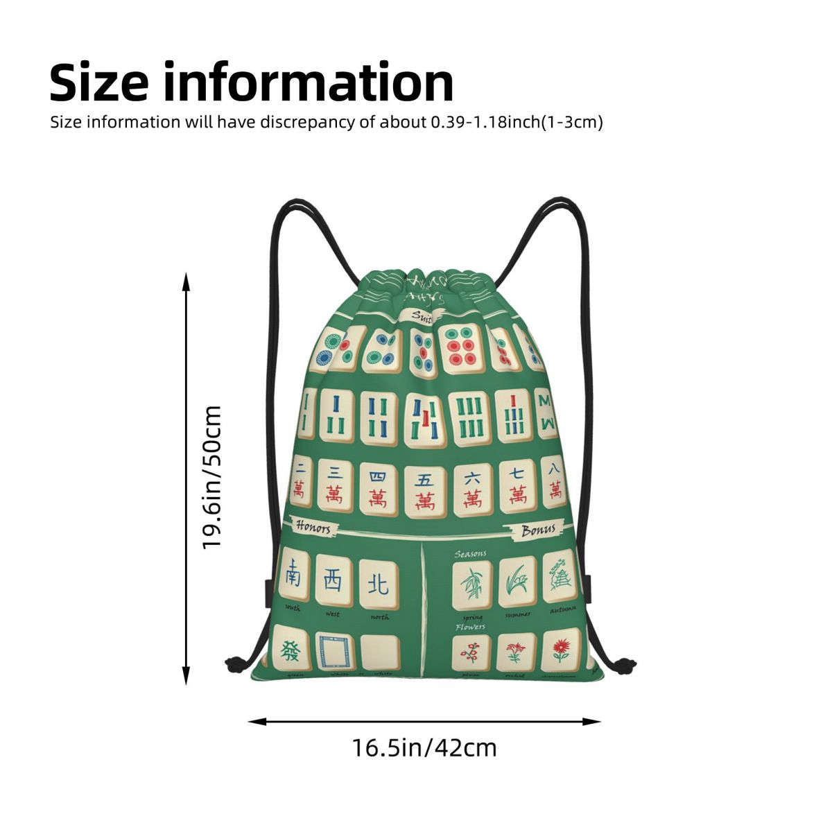 Zaini con motivo Mahjong, bors - Tile Bag Drawstring recensione e prezzo