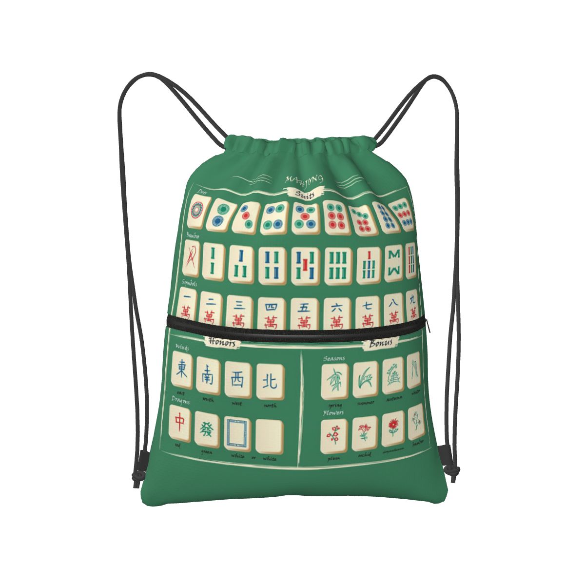 Zaini con motivo Mahjong, bors - Tile Bag Drawstring recensione e prezzo