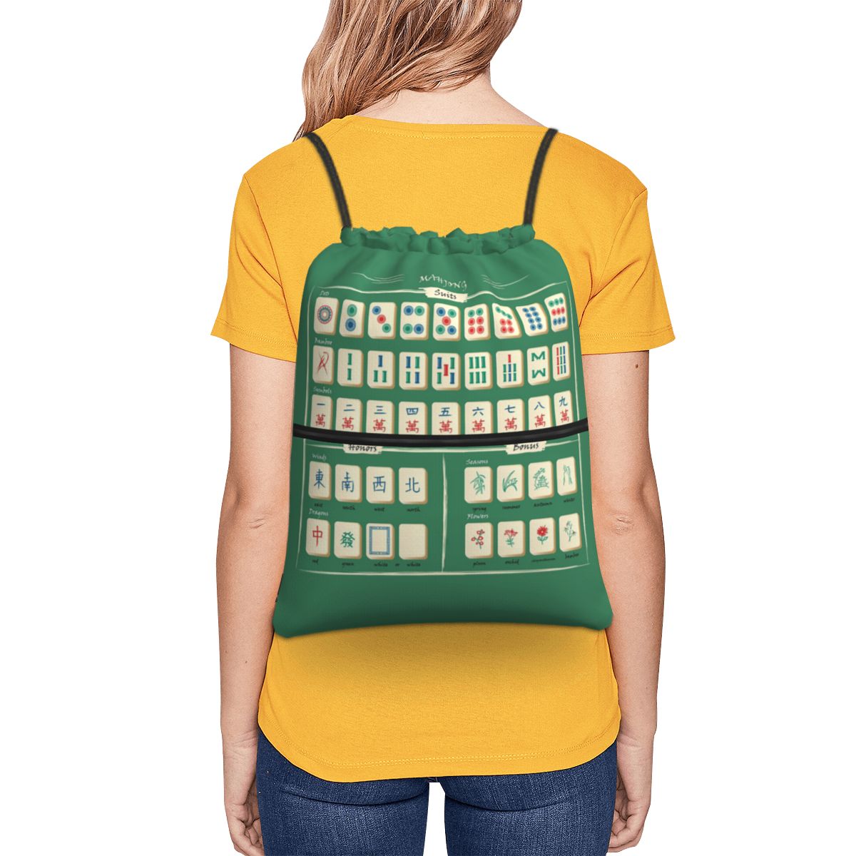 Zaini con motivo Mahjong, bors - Tile Bag Drawstring recensione e prezzo