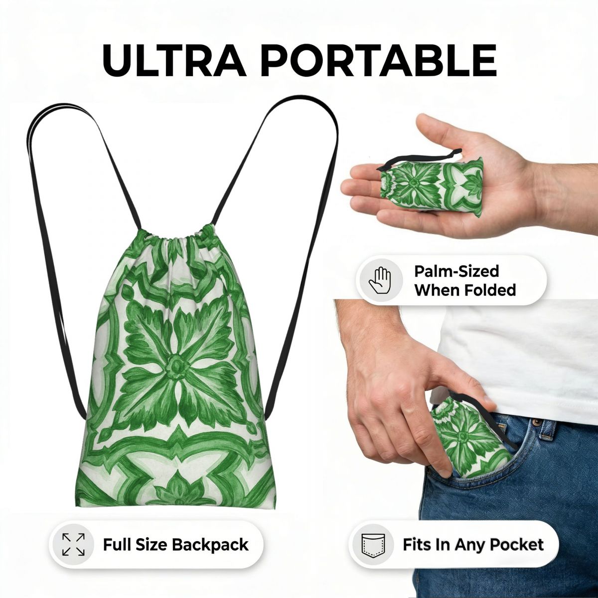 Zaini con motivo floreale orna - Tile Bag Drawstring recensione e prezzo