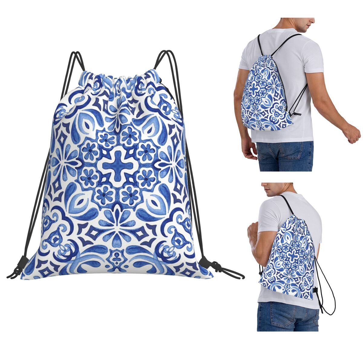 Zaini con motivo a mosaico med - Tile Bag Drawstring recensione e prezzo